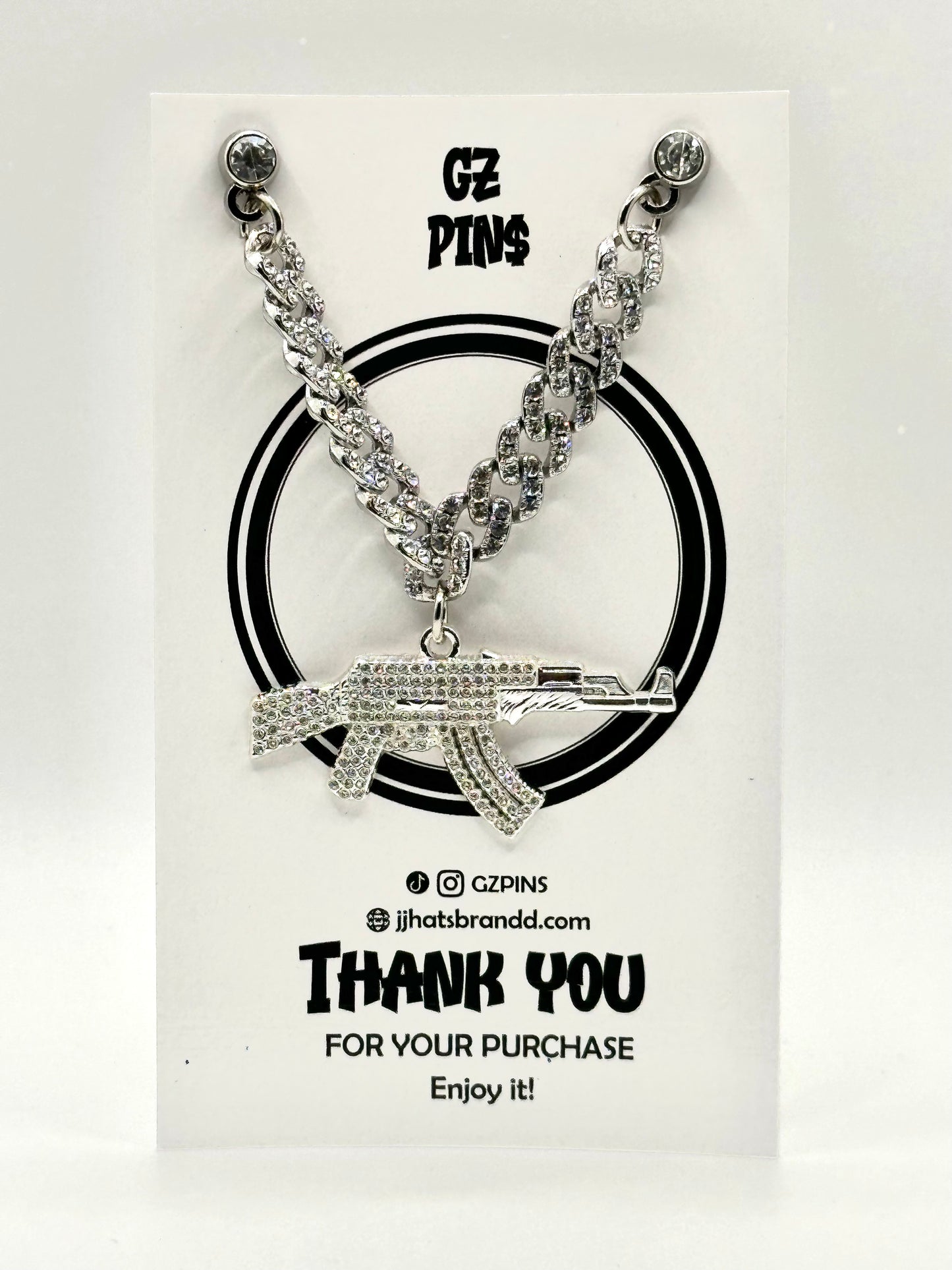 Cuerno de Chivo Adiamantada pin Silver