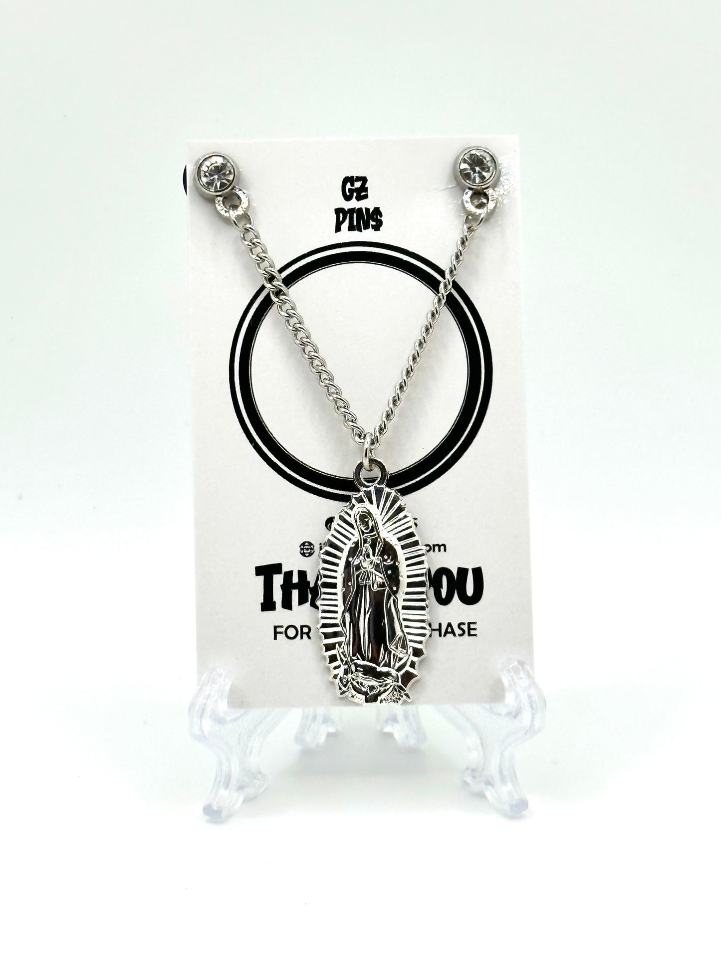 Silver Virgen Chain Pin