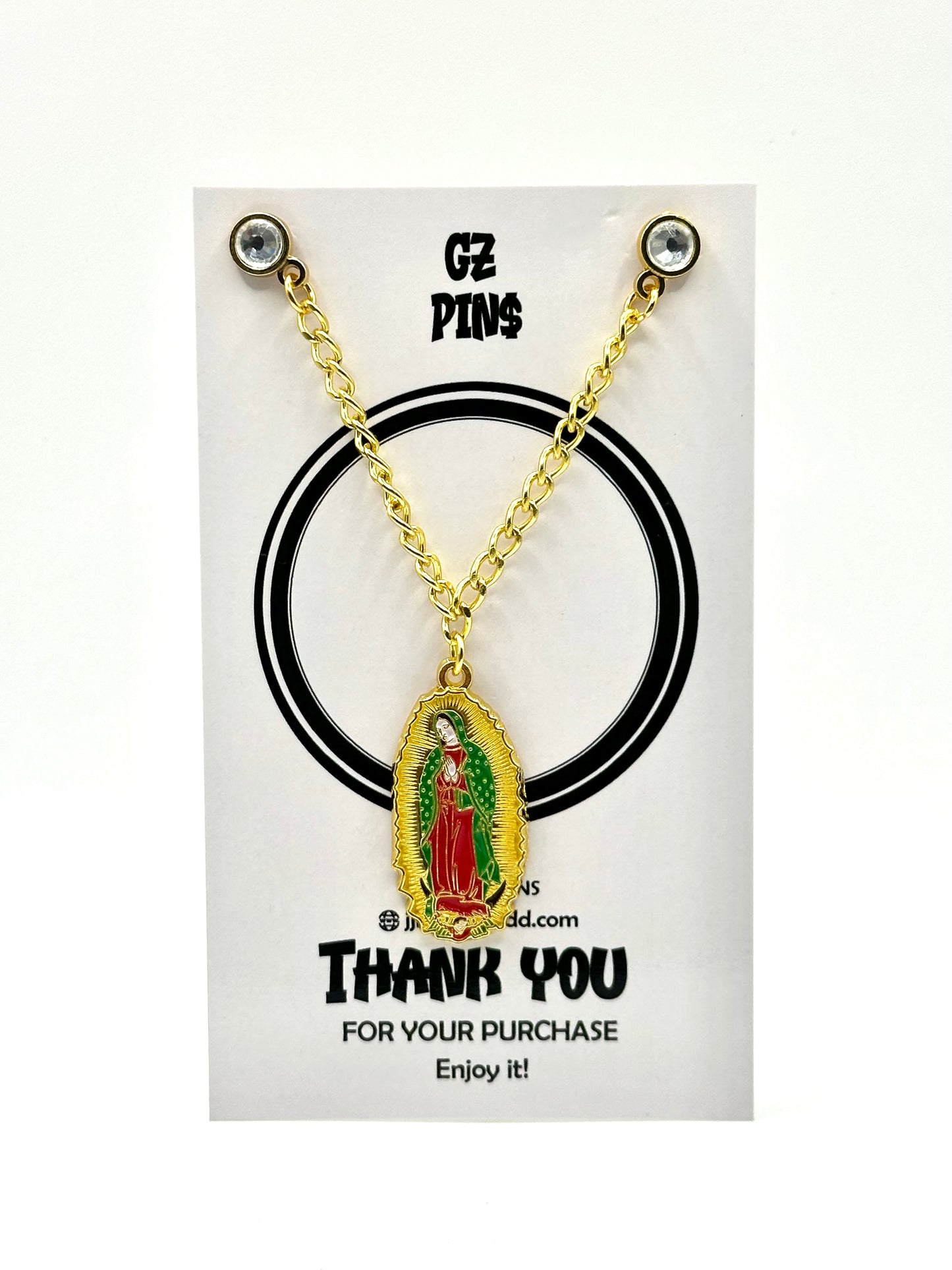 Gold Virgen De Guadalupe Chain Pin