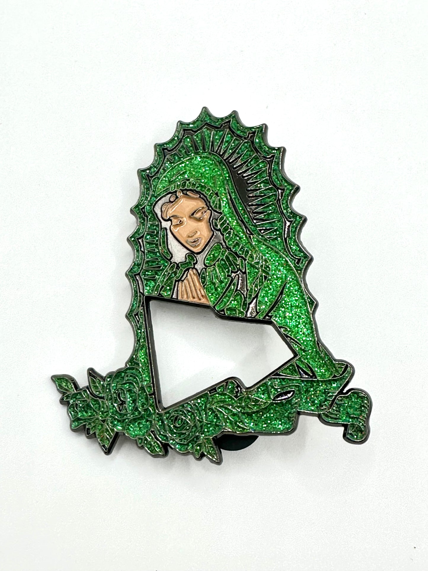 Green Virgen De Guadalupe NE Frame Pin
