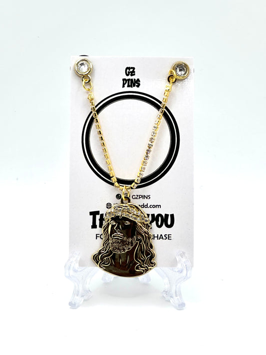 Gold and diamond Jesus Chain Pin