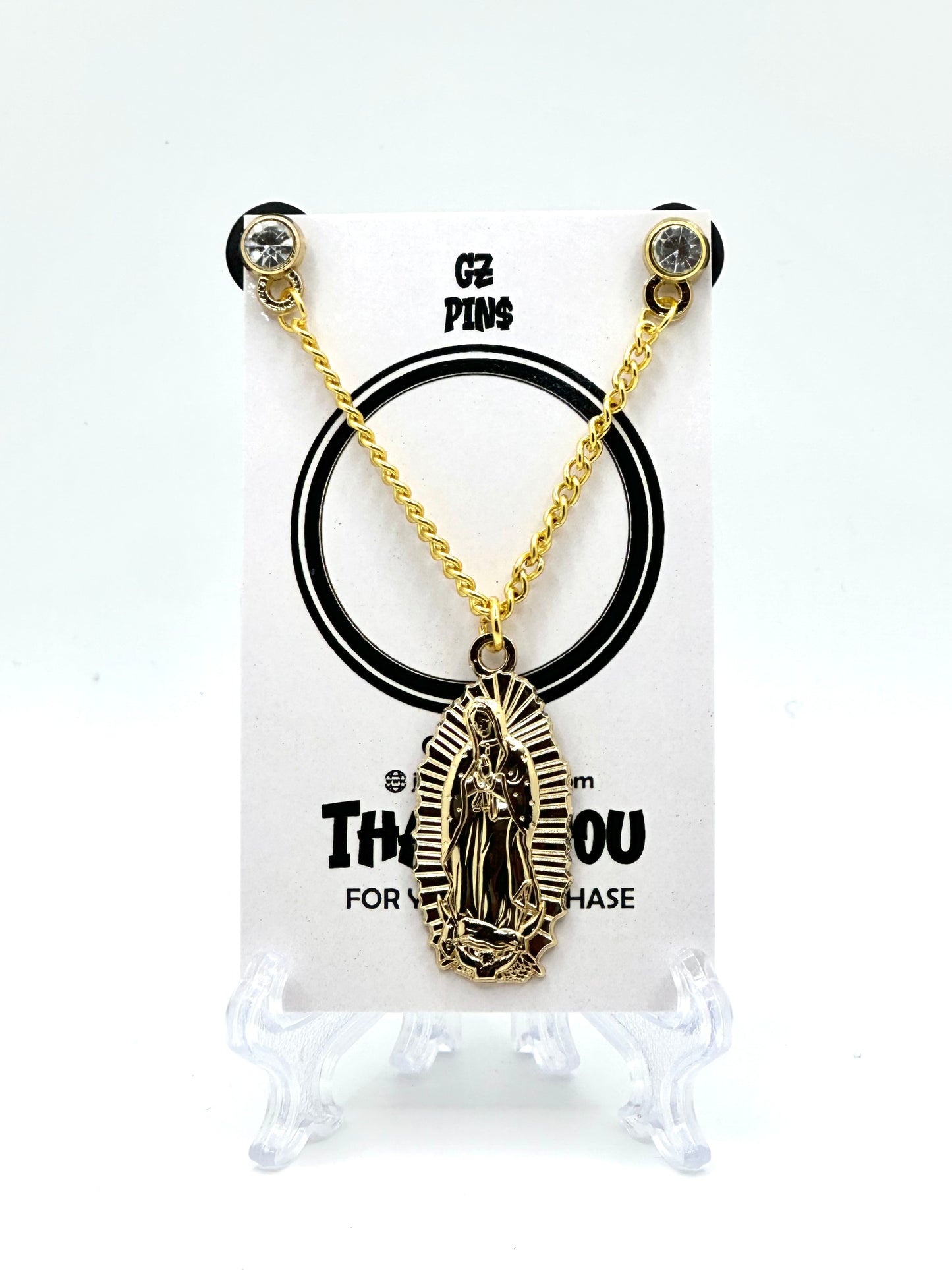 Gold Virgen Chain Pin