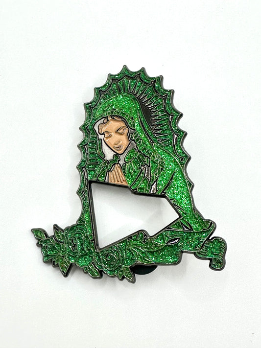 Green Virgen De Guadalupe NE Frame  Pin